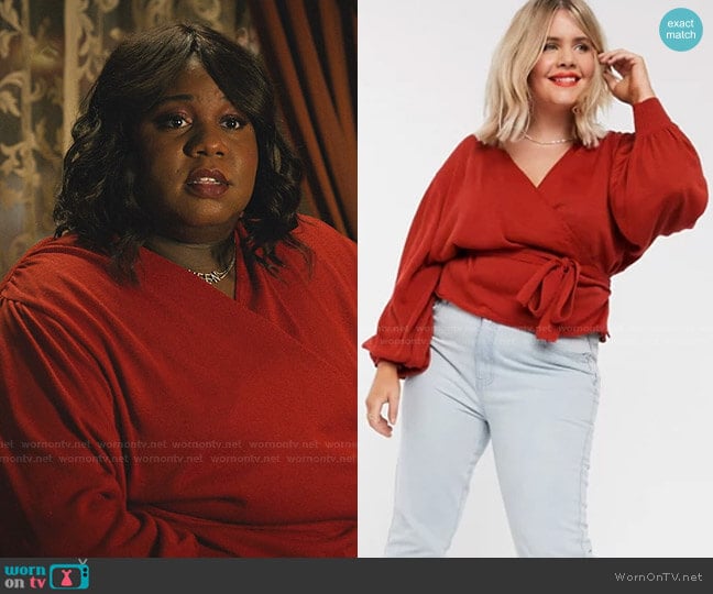 Asos Curve Wrap Knitted Jumper worn by Mo (Alex Newell) on Zoeys Extraordinary Playlist