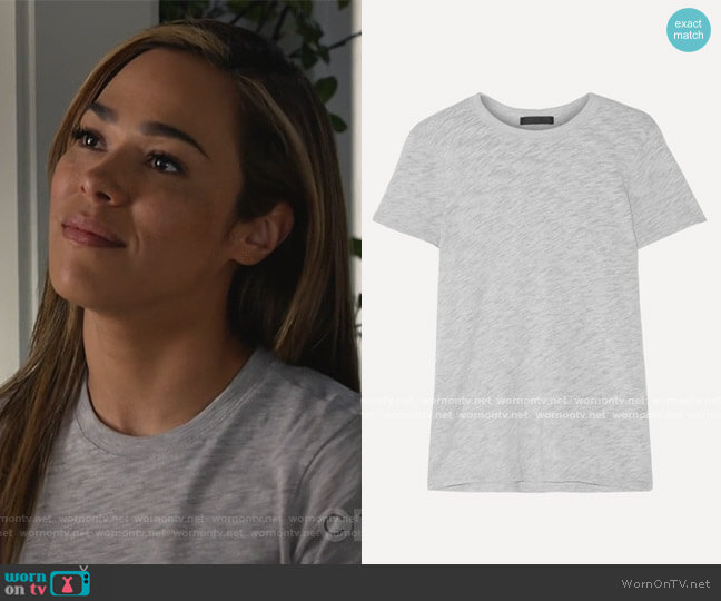 ATM Anthony Thomas Melillo Schoolboy slub Supima cotton-blend jersey T-shirt worn by Emily Lopez (Jessica Camacho) on All Rise