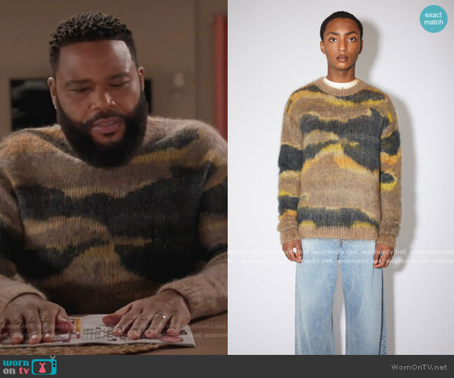 Acne Studios Mohair blend sweater multi beige worn by Andre Johnson (Anthony Anderson) on Black-ish