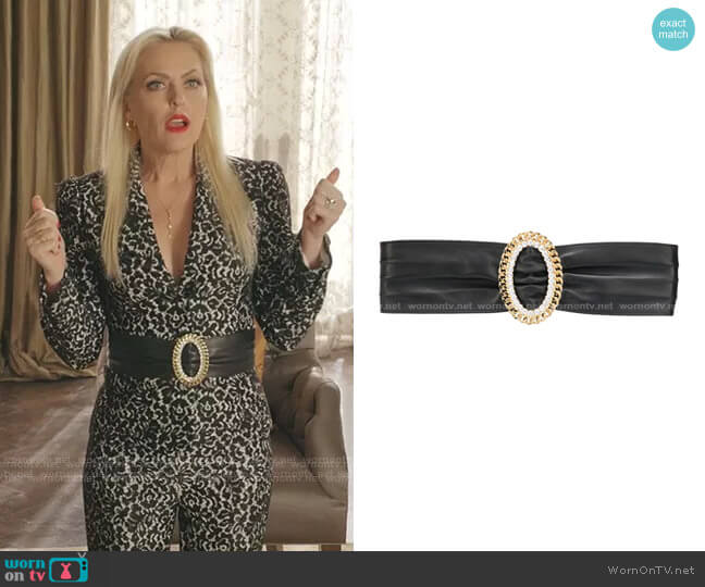 Alessandra Rich Crystal-Embellished Leather Belt worn by Alexis Carrington (Elaine Hendrix) on Dynasty