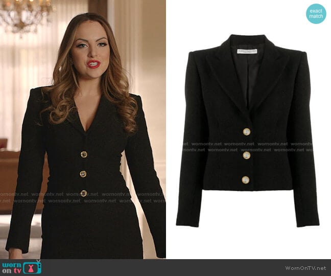 Alessandra Rich Crystal-Embellished Single-Breasted Blazer worn by Fallon Carrington (Elizabeth Gillies) on Dynasty
