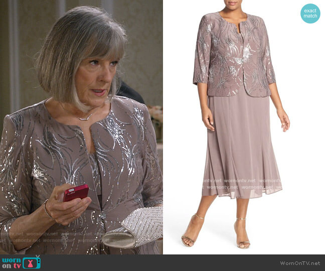 Alex Evenings Sequin Mock Two-Piece Dress with Jacket
