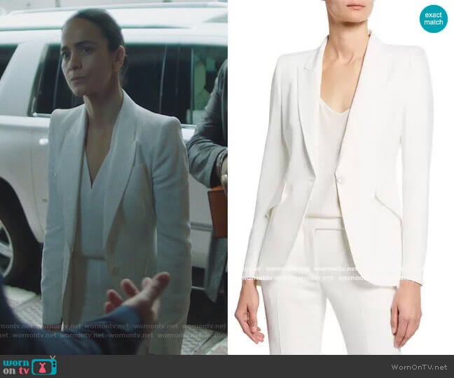 Alexander McQueen Grain de poudre wool blazer worn by Teresa Mendoza (Alice Braga) on Queen of the South