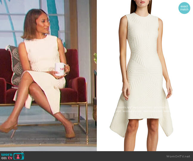 Alexander McQueen Textured Asymmetric Dress worn by Elaine Welteroth on The Talk