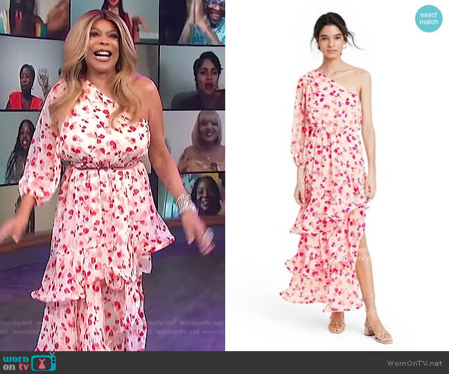 Alexis for Target Floral One Shoulder Ruffle Dress worn by Wendy Williams on The Wendy Williams Show