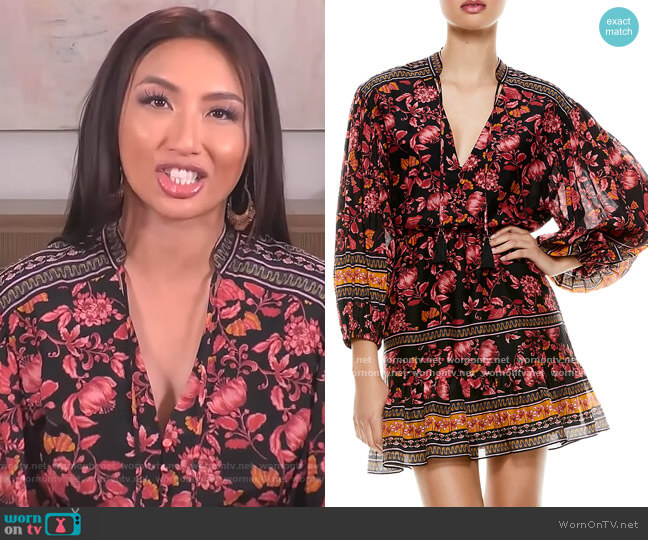 Alice + Olivia Sedona floral print mini dress worn by Jeannie Mai on The Real