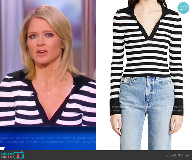 Alice + Olivia Daralee Fitted Polo Pullover worn by Sara Haines on The View