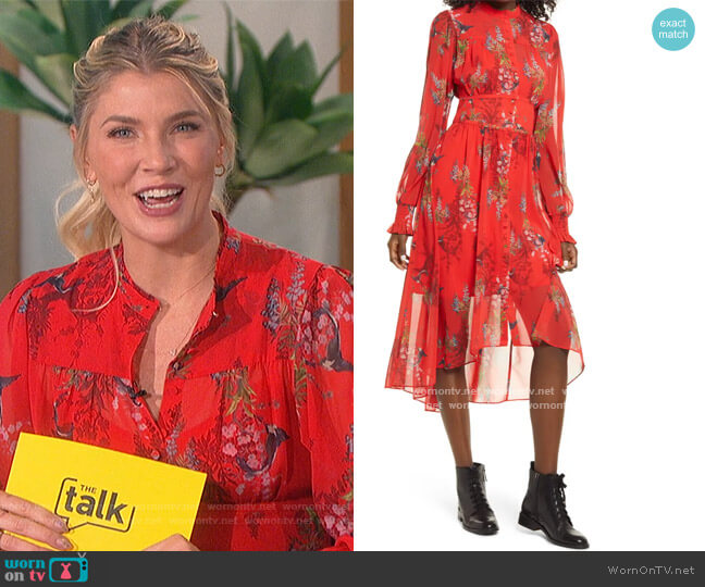 All Saints Leonie Melisma Floral High/Low Long Sleeve Dress worn by Amanda Kloots on The Talk