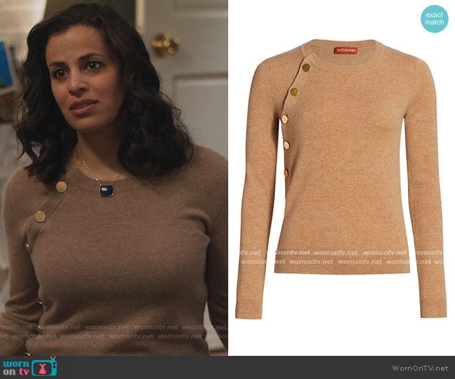 Altuzarra Minamoto Side Button Cashmere Sweater worn by Grace Stone (Athena Karkanis) on Manifest