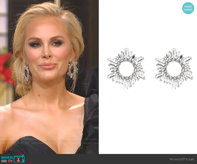 Amina Muaddi Begum Crystal Earrings worn by Kameron Westcott on The Real Housewives of Dallas