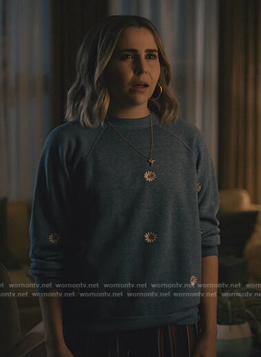 Annie’s gray floral embroidered sweatshirt on Good Girls