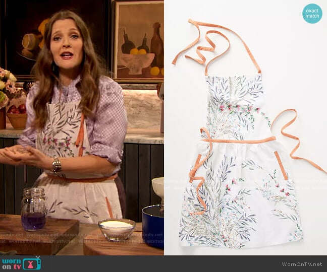 Anthropologie Printemps Apron worn by Drew Barrymore on The Drew Barrymore Show