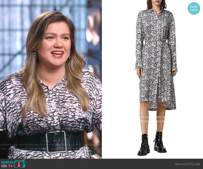 All Saints Anya Printed Shirtdress worn by Kelly Clarkson on The Voice