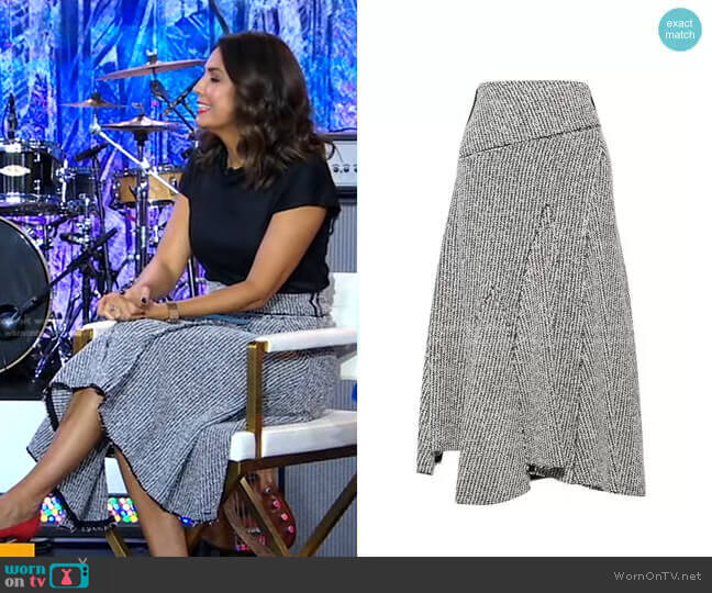 3.1 Phillip Lim Asymmetric Frayed Bouclé Midi Skirt worn by Cecilia Vega on Good Morning America