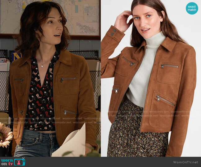 Banana Republic Vegan Suede 4-Pocket Jacket worn by Jerrie Kennedy (Jesse James Keitel) on Big Sky