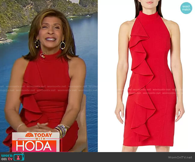 Eliza J Bodycon Halter Dress with Ruffle Detail worn by Hoda Kotb on Today