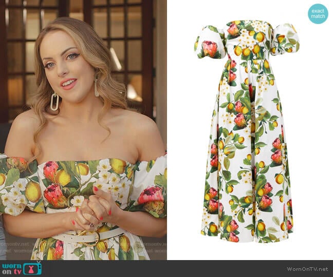 Borgo de Nor Juliet Off Shoulder Puff Sleeve Dress worn by Fallon Carrington (Elizabeth Gillies) on Dynasty
