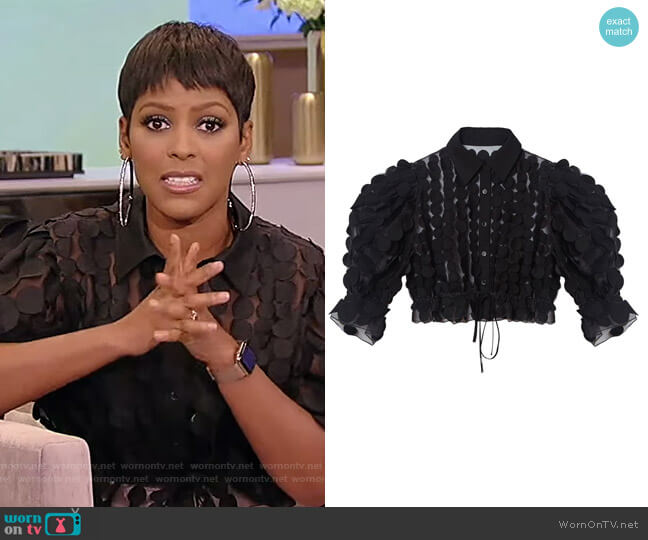 Carolina Herrera Cropped Organza Shirt worn by Tamron Hall on Tamron Hall Show
