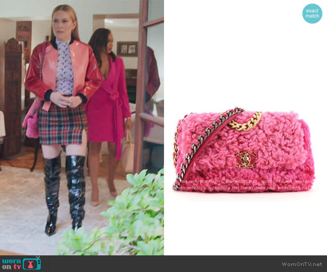 Chanel 19 Flap Bag Shearling Medium worn by Leah McSweeney on The Real Housewives of New York City