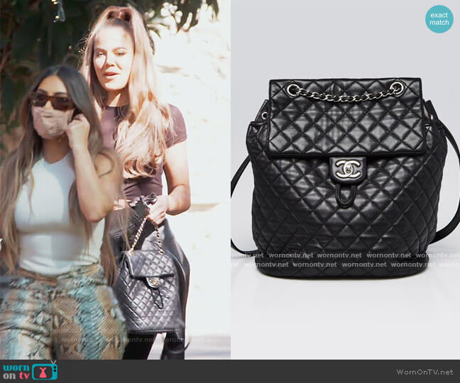 Chanel Quilted Leather Backpack worn by Khloe Kardashian on Keeping Up with the Kardashians