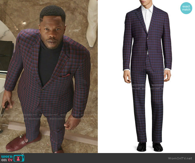 Etro Check-Print Wool Sport Coat worn by Jeff Colby (Sam Adegoke) on Dynasty