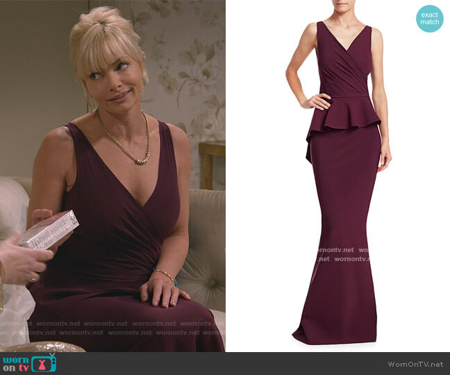 Chiara Boni La Petite Robe Nelinka Peplum Mermaid Gown worn by Jill Kendall (Jaime Pressly) on Mom