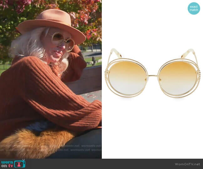 Chloe Carlina Chain 58MM Round Sunglasses worn by Margaret Josephs on The Real Housewives of New Jersey