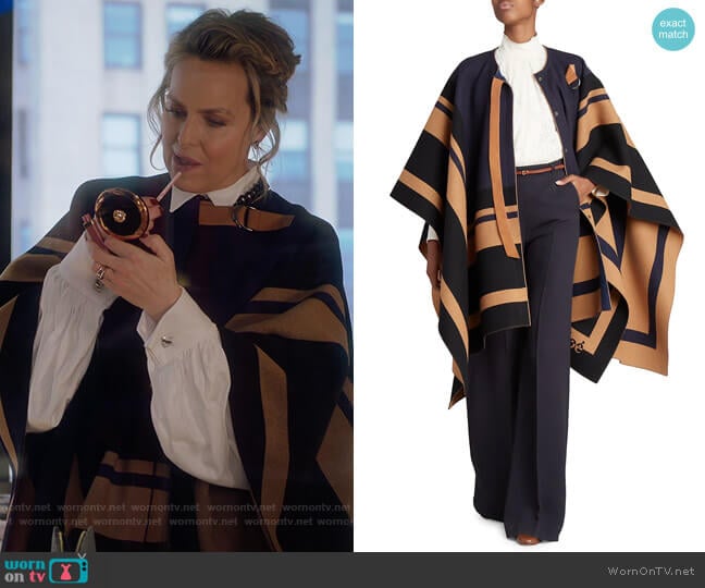 Chloe Virgin Wool Blanket Cape worn by Jacqueline (Melora Hardin) on The Bold Type