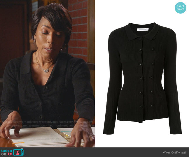 Christopher Esber Double Button Cardigan worn by Athena Grant (Angela Bassett) on 9-1-1