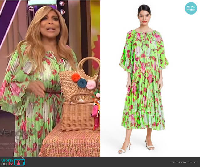 Christopher John Rogers for Target Floral Pleated Dress worn by Wendy Williams on The Wendy Williams Show