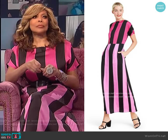 Christopher John Rogers for Target Mixed Stripe Short Sleeve Dress worn by Wendy Williams on The Wendy Williams Show
