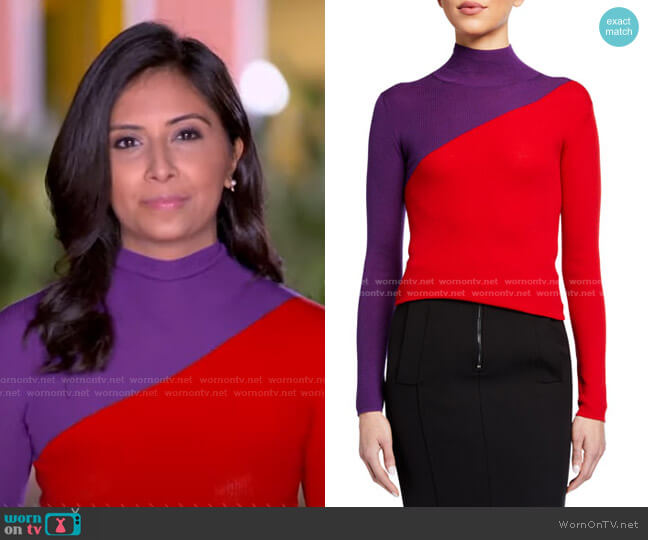 Emporio Armani Colorblock Rib-Knit Turtleneck Sweater