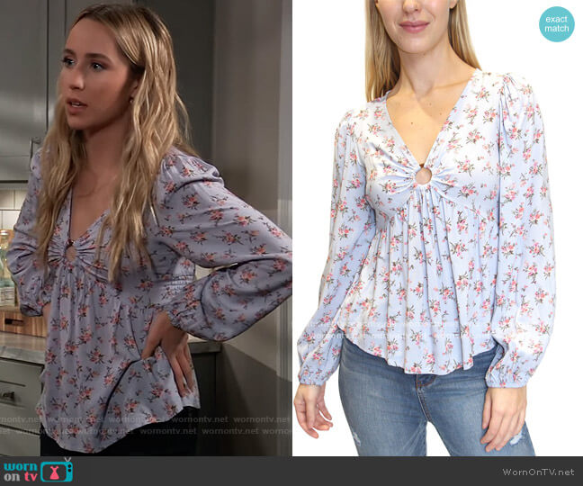 Crave Fame Floral-Print Babydoll Top worn by Josslyn Jacks (Eden McCoy) on General Hospital