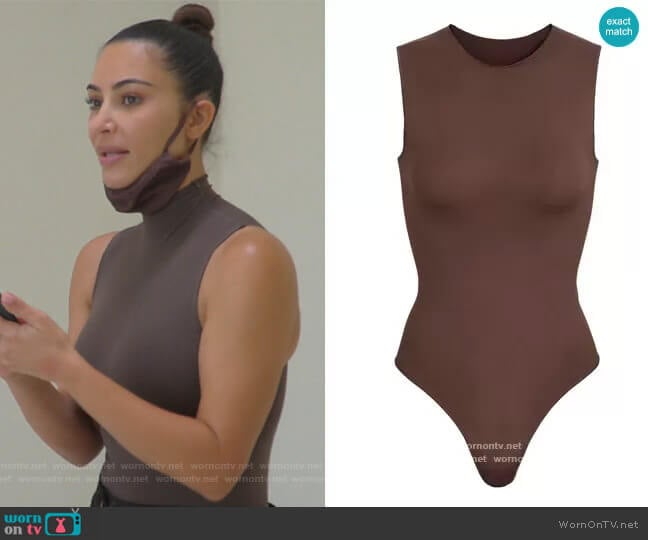 Skims Crew neck Sleeveless Bodysuit worn by Kim Kardashian on Keeping Up with the Kardashians
