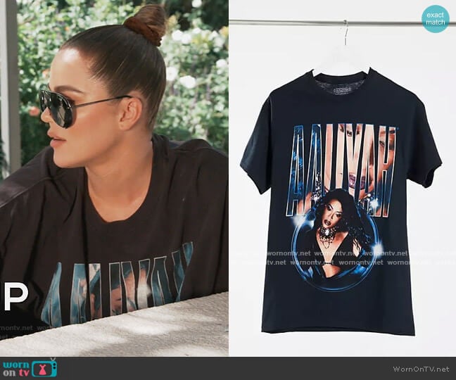 ASOS Daisy Street relaxed t-shirt with aaliyah print worn by Khloe Kardashian on Keeping Up with the Kardashians