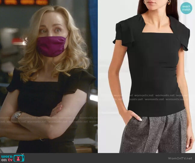 Roland Mouret Darfield Crepe Top worn by Marissa Morgan (Geneva Carr) on Bull