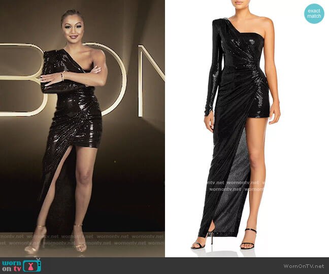 David Koma Ruched Asymmetric Sequinned Gown worn by Ebony K. Williams on The Real Housewives of New York City