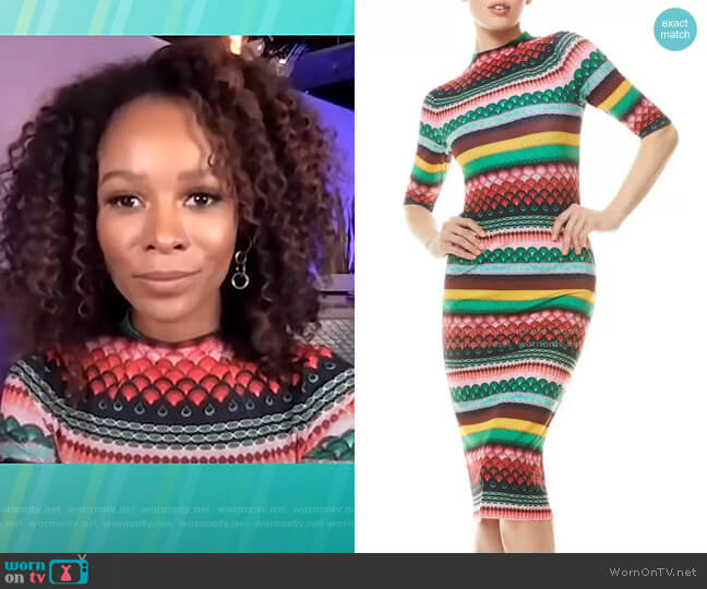 Alice + Olivia Delora Dress in Boho Geo worn by Zuri Hall on Access Hollywood