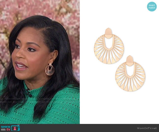 Kendra Scott Didi Sunburst Earrings in Rose Gold worn by Sheinelle Jones on Today