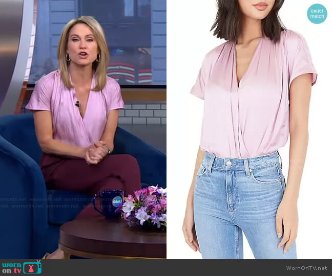 Paige Dijon Bodysuit in Fragrant Lilac worn by Amy Robach on Good Morning America