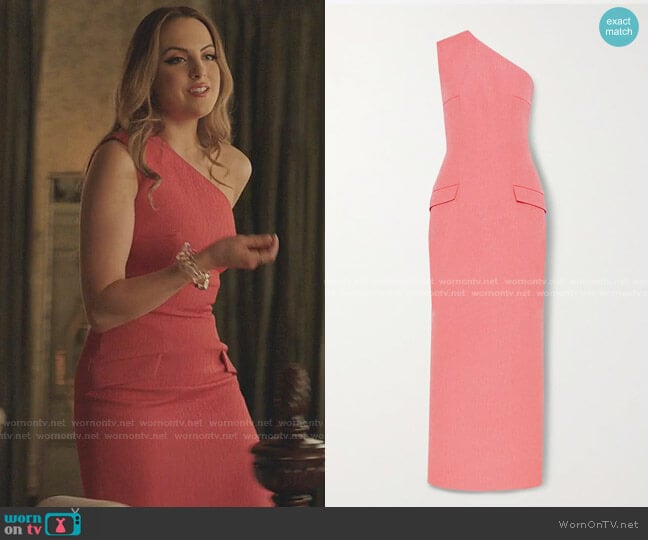 Emilia Wickstead Milena One-Shoulder Dress worn by Fallon Carrington (Elizabeth Gillies) on Dynasty