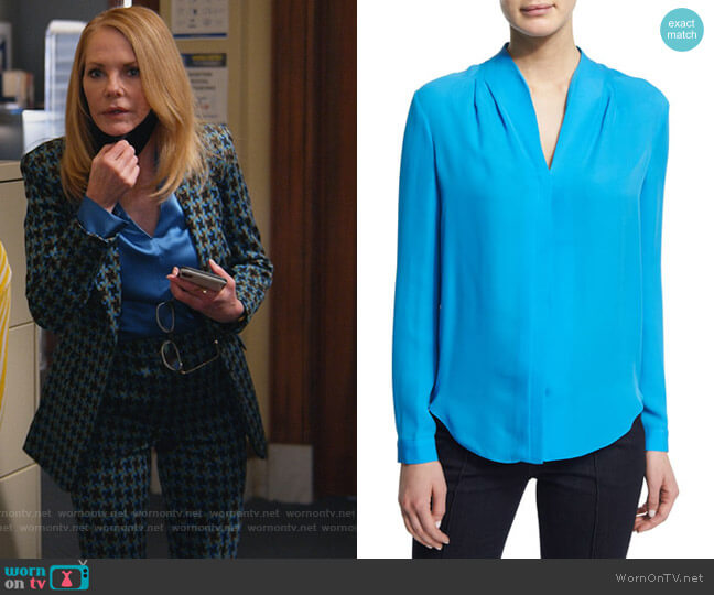 Elie Tahari Judith Silk Blouse worn by Lisa Benner (Marg Helgenberger) on All Rise