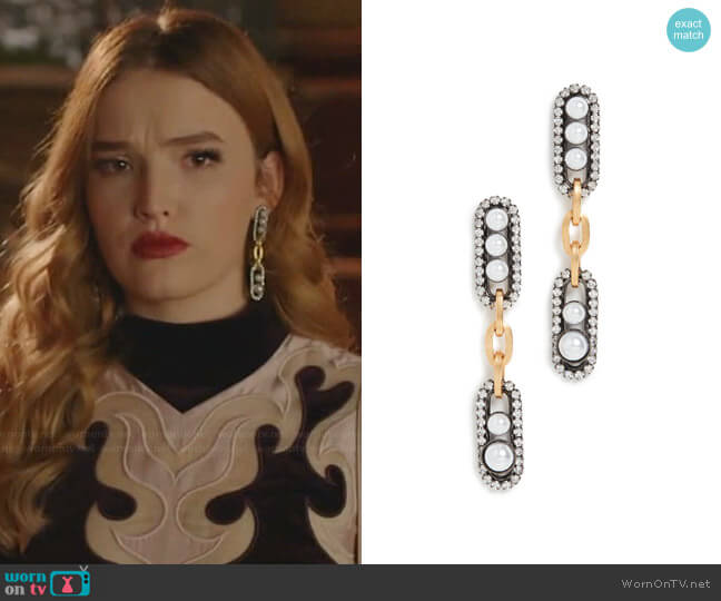 Elizabeth Cole Everson Earrings worn by Kirby Anders (Maddison Brown) on Dynasty