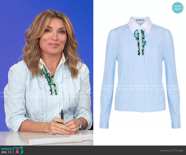 Prada Embellished Striped Shirt worn by Kit Hoover on Access Hollywood