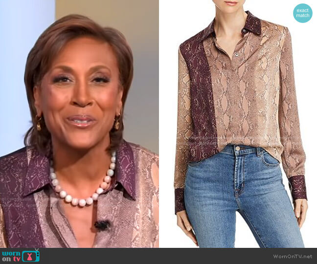 Equipment Yvonet Python-Print Blouse worn by Robin Roberts on Good Morning America