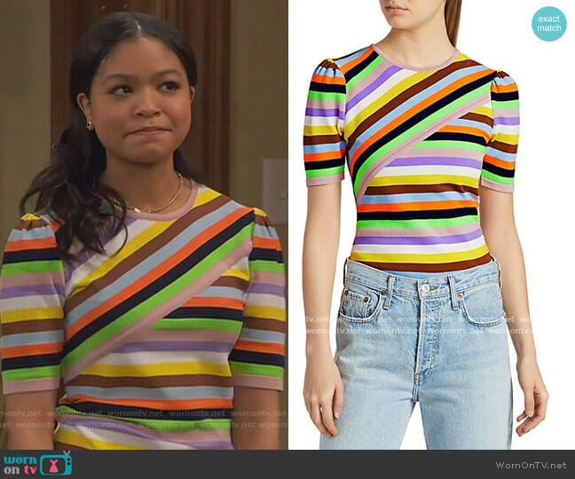 Essentiel Antwerp Mixed Stripe Knit Top worn by Nia Baxter (Navia Robinson) on Ravens Home