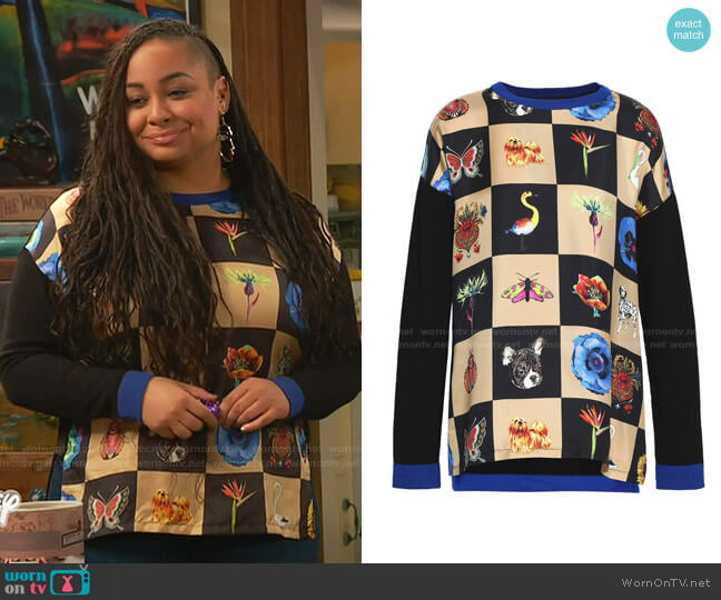 Etro Checked Twill-Paneled Wool-Blend Sweater worn by Raven Baxter (Raven-Symoné) on Ravens Home
