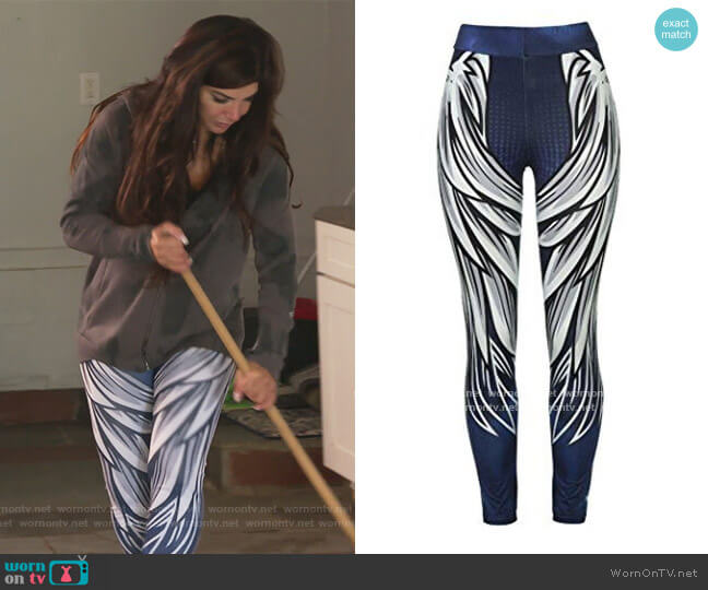 Firero Wing Printed Yoga Skinny Workout Leggings worn by Teresa Giudice on The Real Housewives of New Jersey