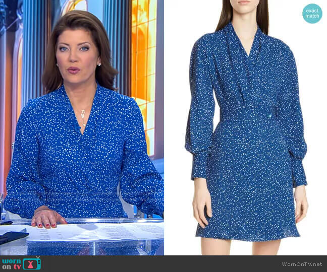 Equipment Fanetta Dress worn by Norah O'Donnell on CBS Evening News