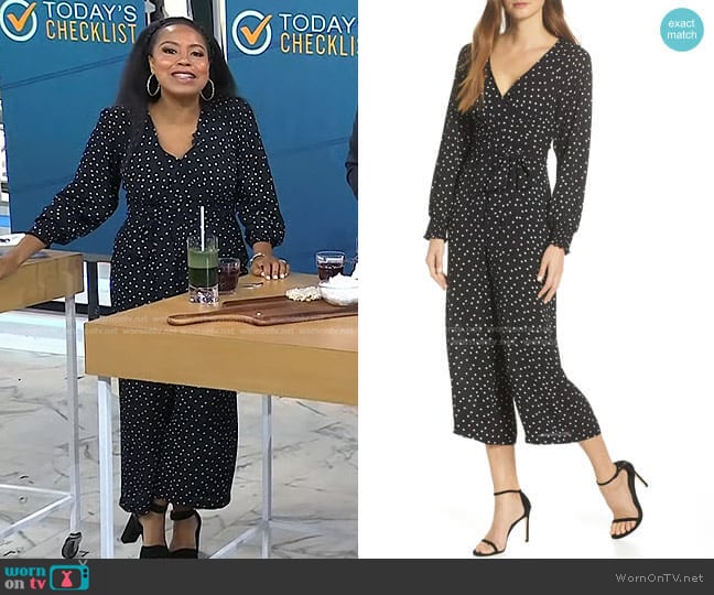 Eliza J Faux Wrap Crop Jumpsuit worn by Sheinelle Jones on Today